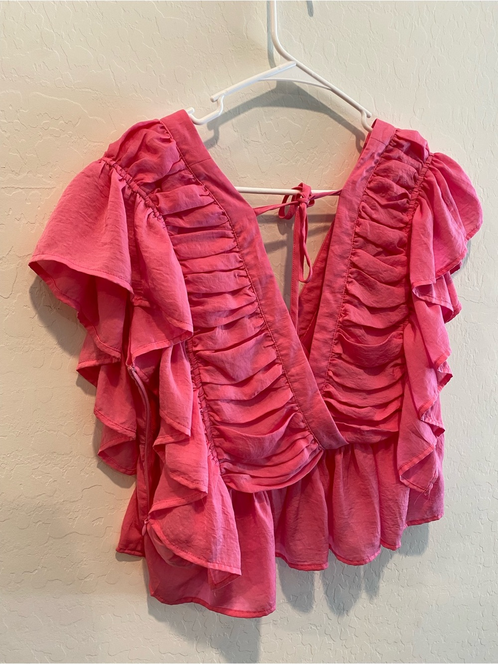 Entro Pink Ruffle V-Neck Blouse - Picture 5 of 5